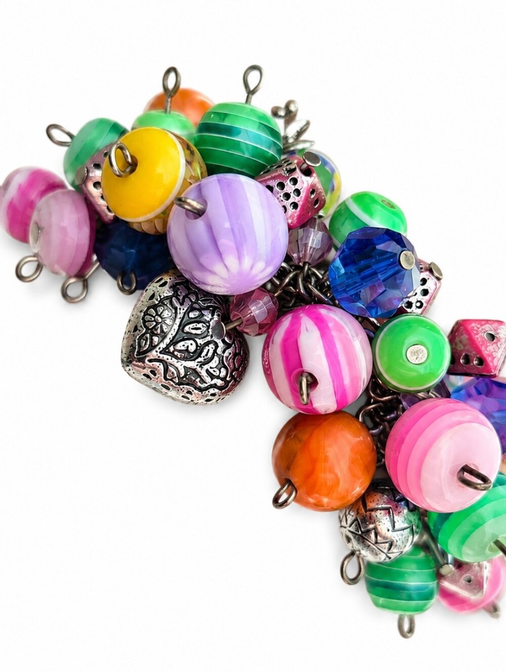 Colorful Chunky Charm Bracelet Beaded Statement Bracelet Retro Y2K Jewelry